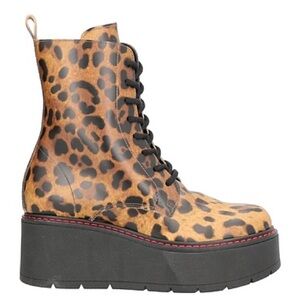 VLM 96 Animal Print Leather Combat Boots Rare Unique Made In Italy Size 35 EUC